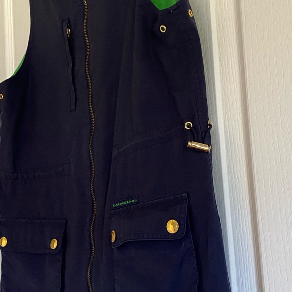 LAUREN-RL Zipper Reversible Vest Green Navy SZ PS - Picture 4 of 10